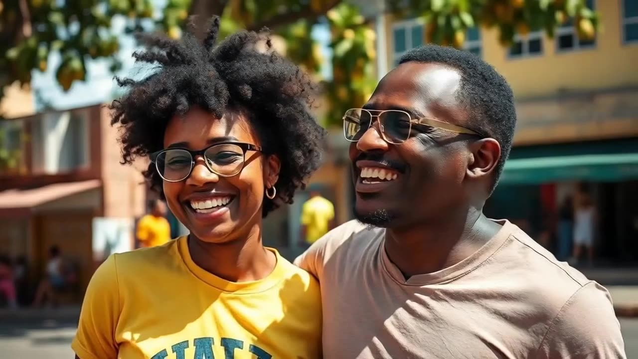 Dois amigos de óculos conversando na rua